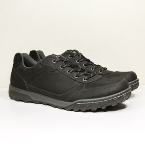 ECCO‎ Urban Lifestyle Lug Sole Sneakers Black Nubuck Lace Up Mens 45 US 11-11.5